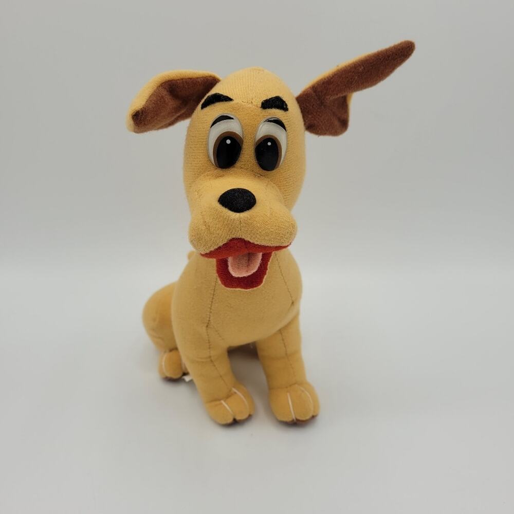 Classic Toy Co Vintage Tan Dog Plush Stuffed Animal with Red Collar READ